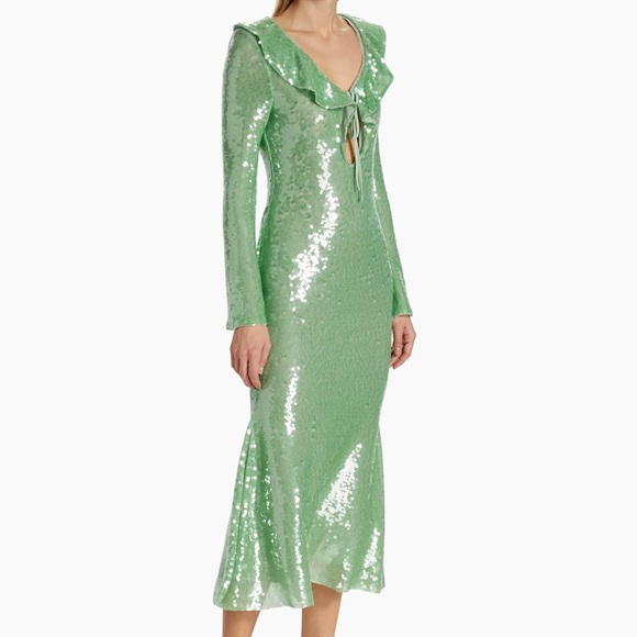 Self Portrait Sequin Ruffled Midi Dress NWT - Picture 3 of 9